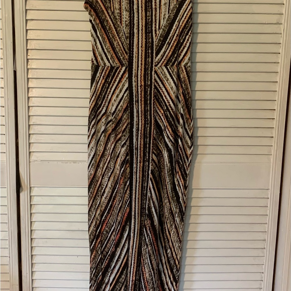 a.n.a Striped Maxi Dress in Black, Brown, and Cream